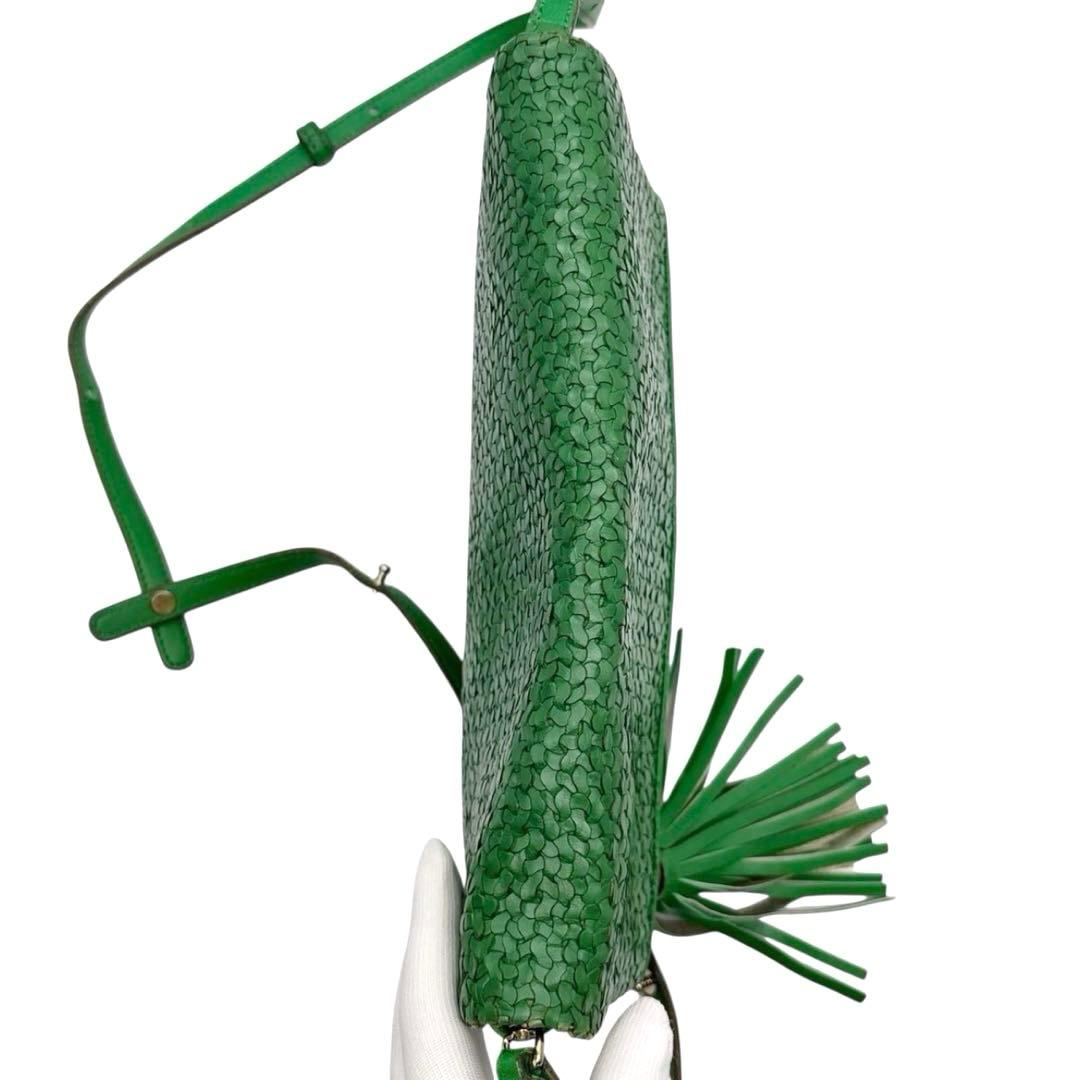 良品◎ アニヤハインドマーチ 斜めがけ可 ショルダーバッグ レザー グリーン