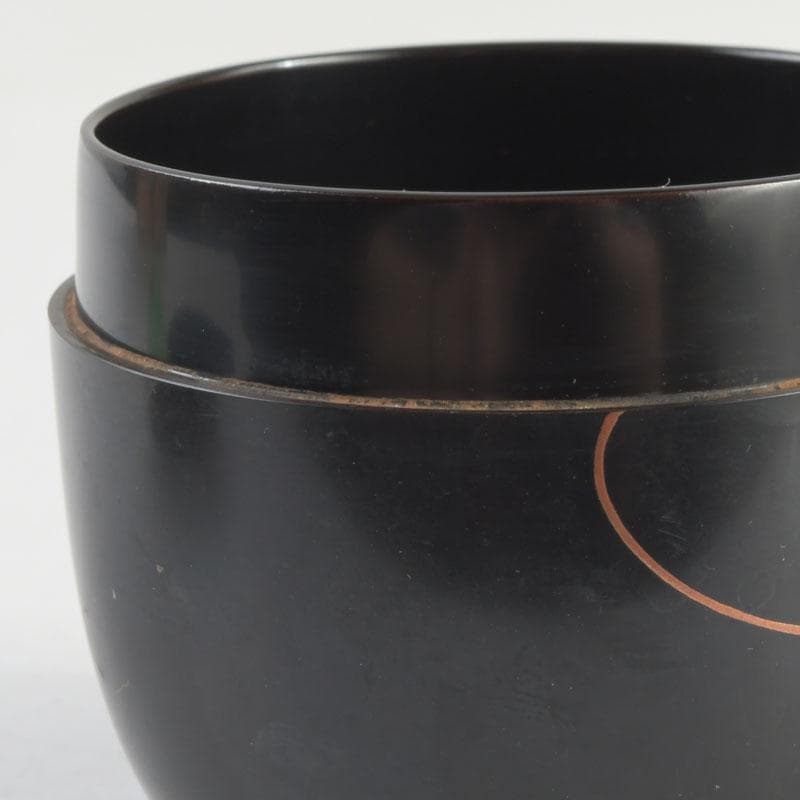 茶道具　加賀蒔絵師　志田伯峰作　鼓蒔絵　中棗　共箱　V　9519