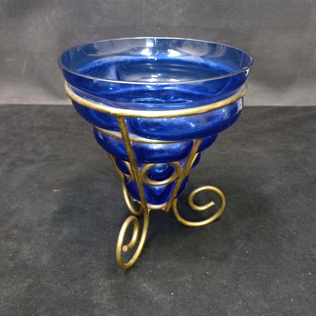 コバルトブルー ガラス製 花瓶 ボウルセット
