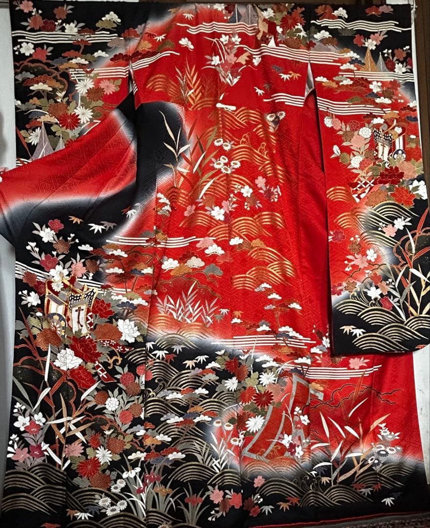ロング正絹 豪華振袖 共八卦仕立て 紋意匠地 身丈167cm