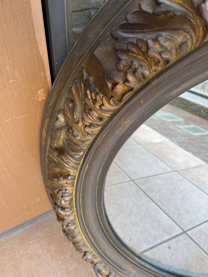 オランダ製　アンティーク　レア　ドームガラス　大きな　オーバル　フレーム　大型