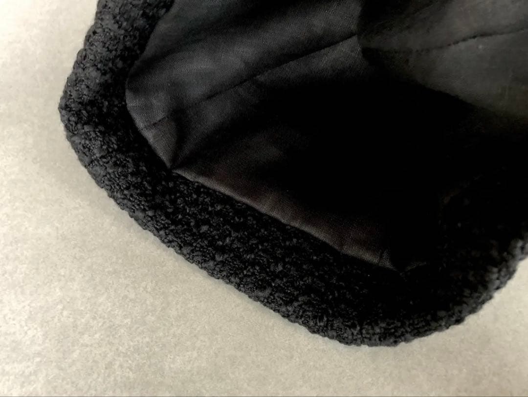 あにゃみミテ おりまげ帽子 ワッフルツイード ブラック