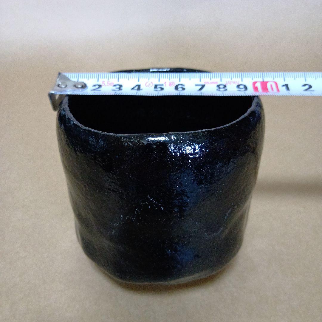 茶道具　黒楽筒茶碗 まく釉