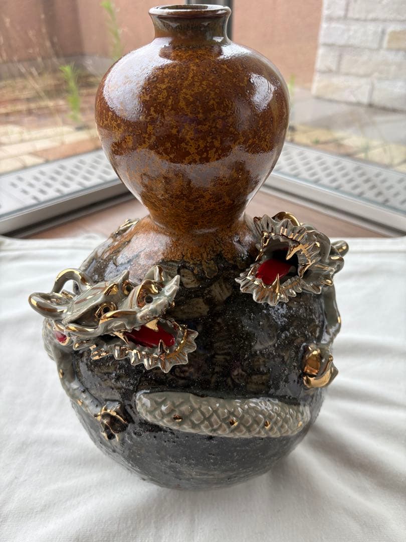 ひ*な様 相馬焼　双龍　壺　俊峰作