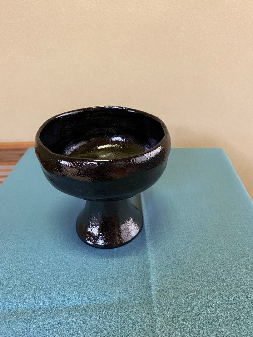 茶道具/楽茶碗 佐々木松楽 馬上杯 黒楽 松楽窯