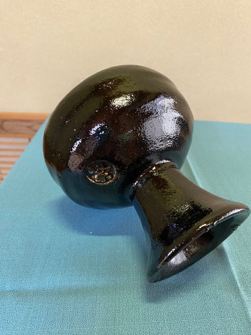 茶道具/楽茶碗 佐々木松楽 馬上杯 黒楽 松楽窯