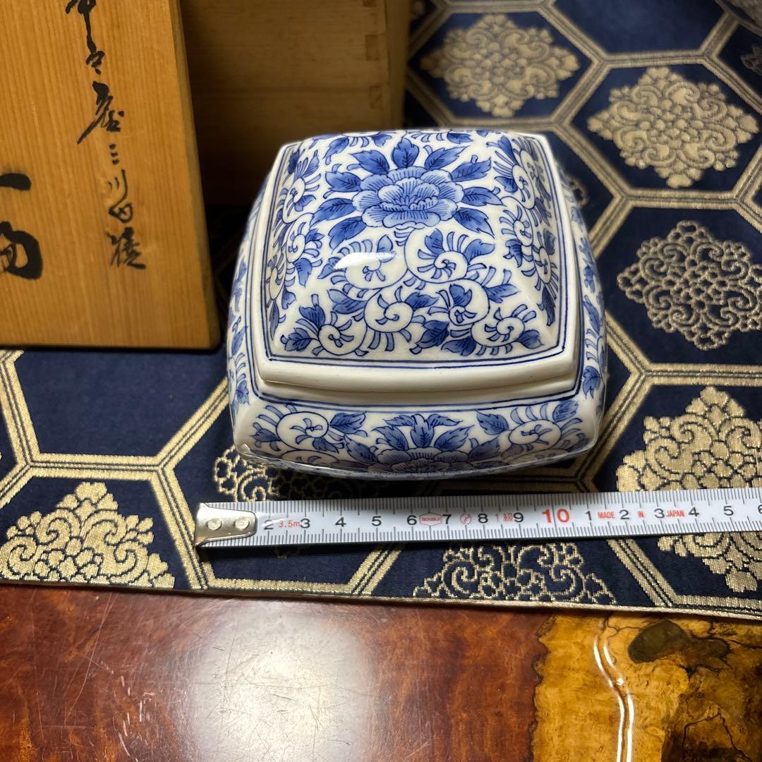 平安 陶磁器 四角形 水差し 木箱付き