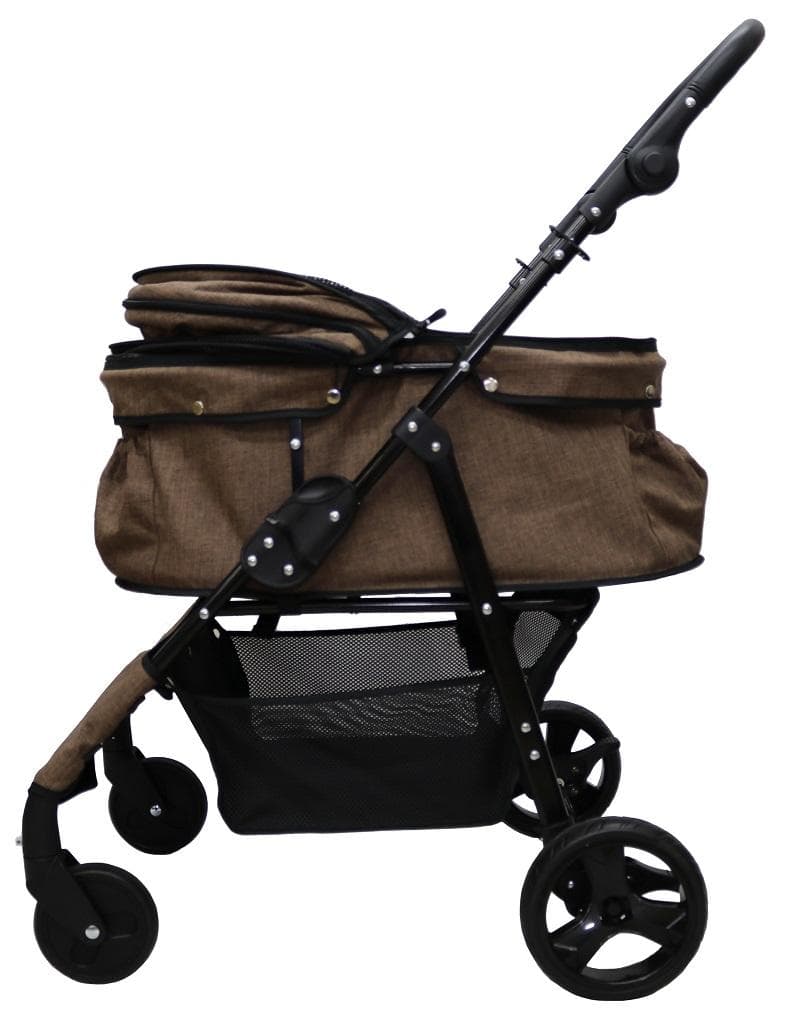 多頭用耐荷重30kg！ココハート ４輪ペットカート/甘えん坊バギーBIG 茶