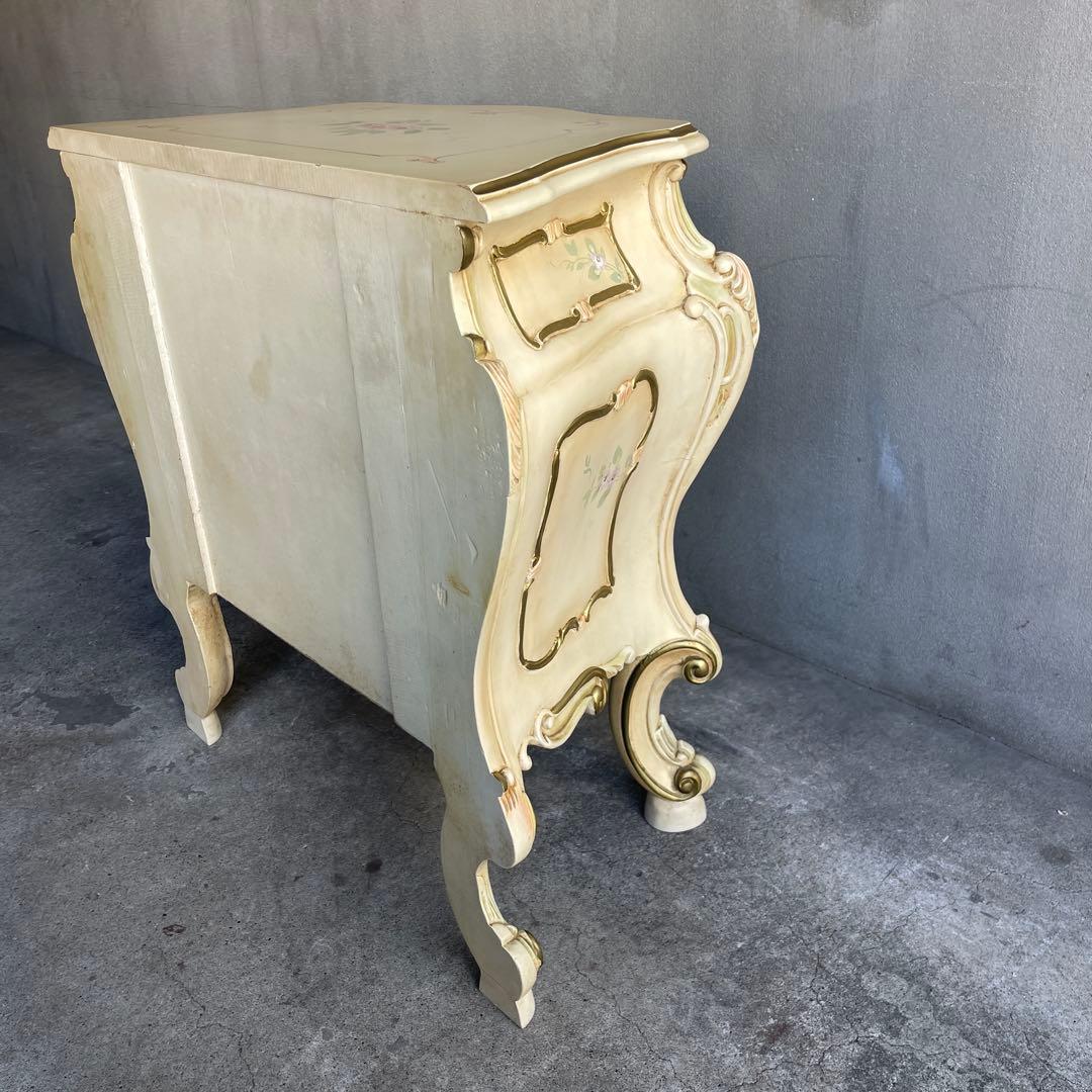 ナイトテーブル　3段チェスト　ロココ様式　姫系　オールドビンテージ