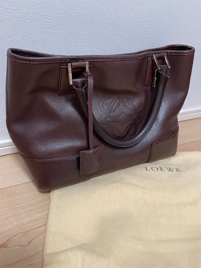 【美品】LOEWE ブラウンレザー バッグ