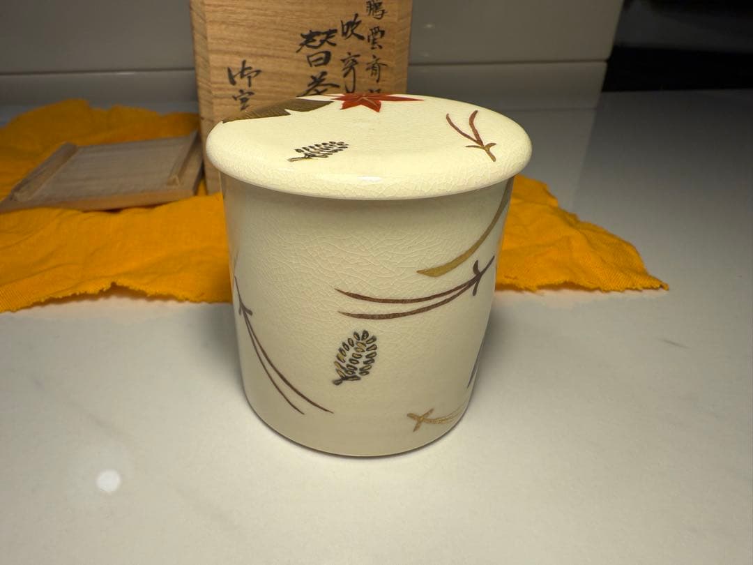 替茶器 吹寄 鵬雲斎好写　御室窯　共箱入　薄茶器