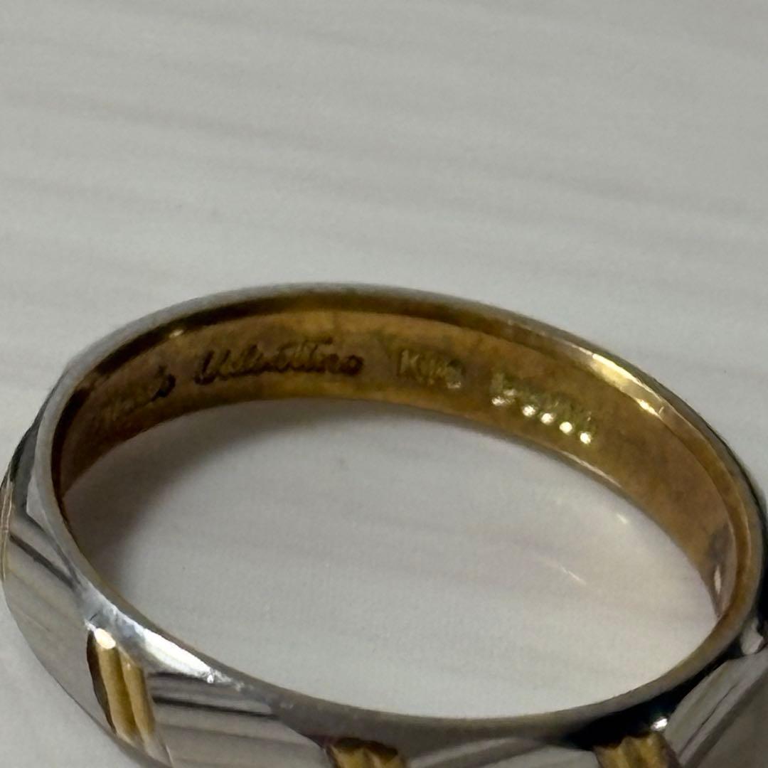 k18 pt900コンビの多角形リング