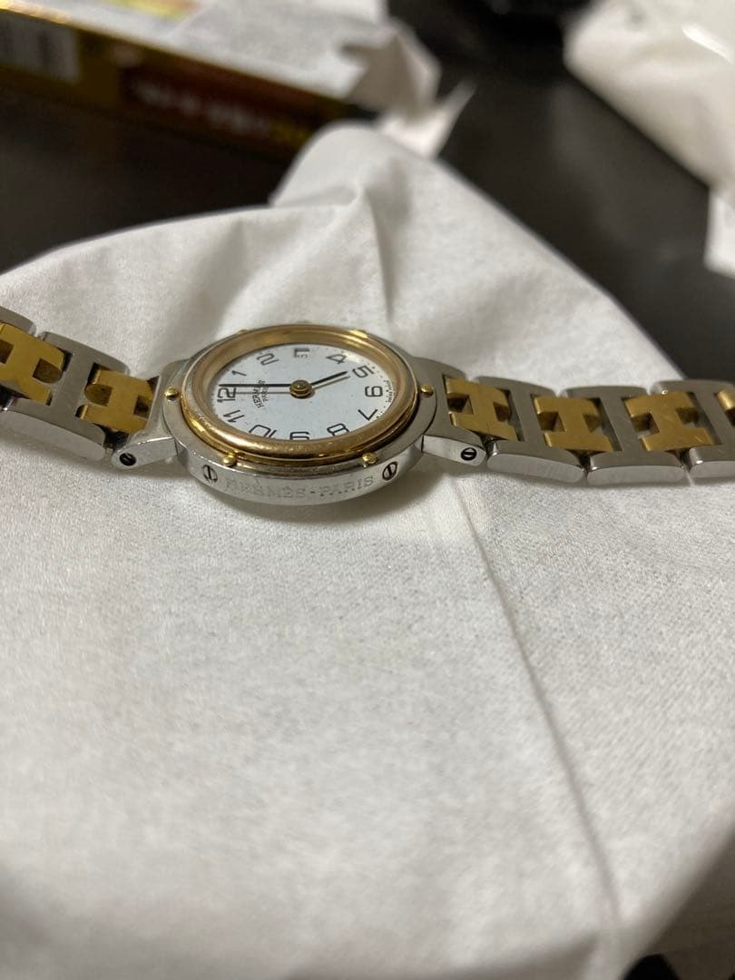 HERMES アナログ時計 シルバー/ゴールド