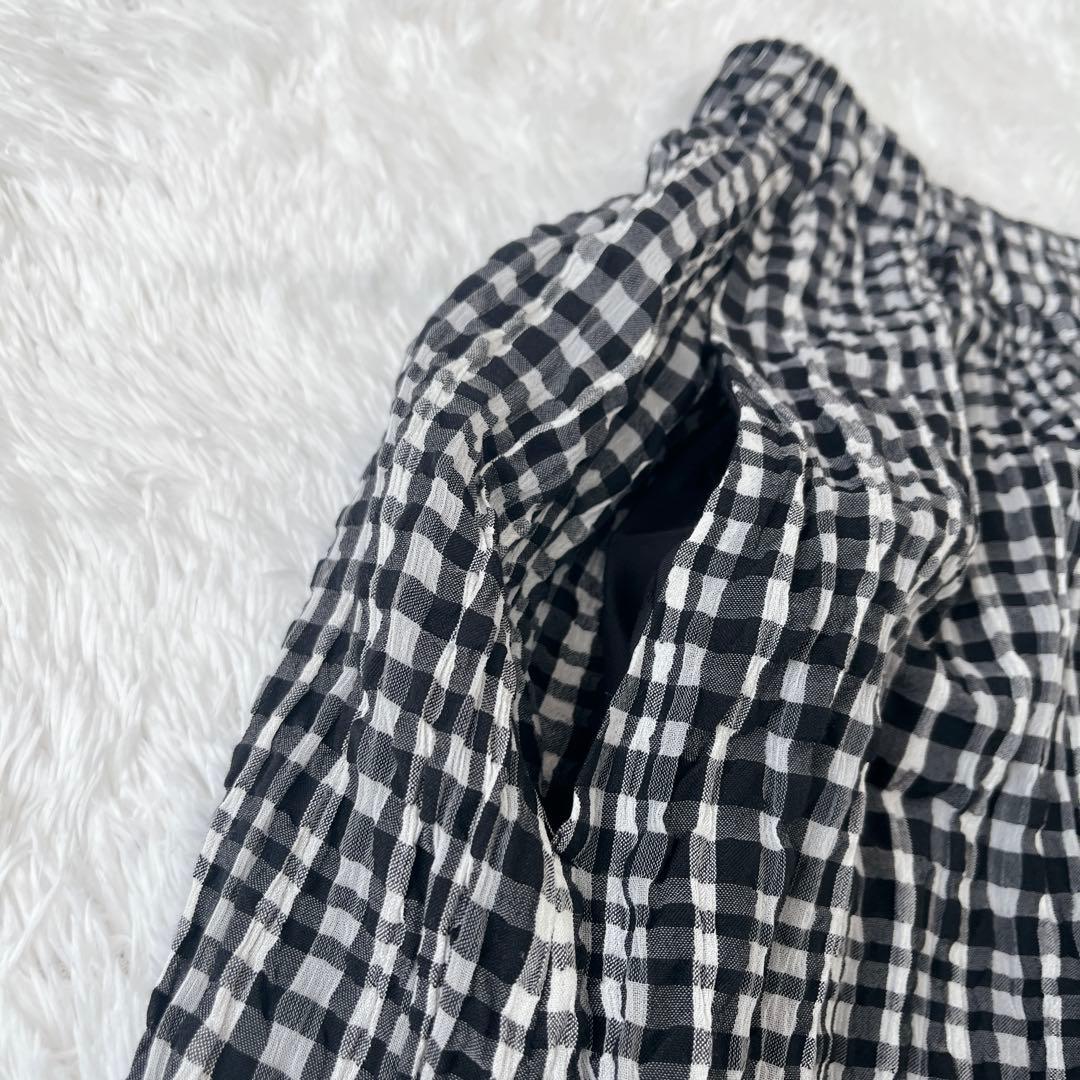 【極美品】センソユニコ芽風 サルエルパンツ シルク混 ギンガムチェック 変形