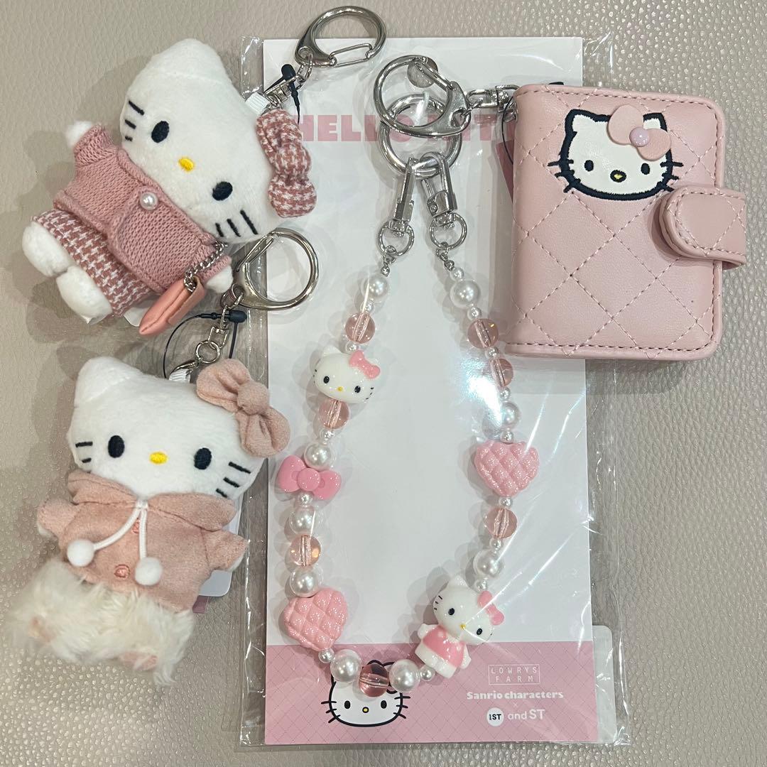 LOWRYSFARM ハローキティ トイキーホルダー ツイード ストラップ 4点