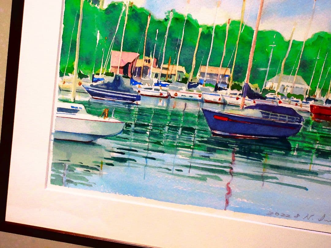 2023年 水彩画 (諸磯湾のヨット)