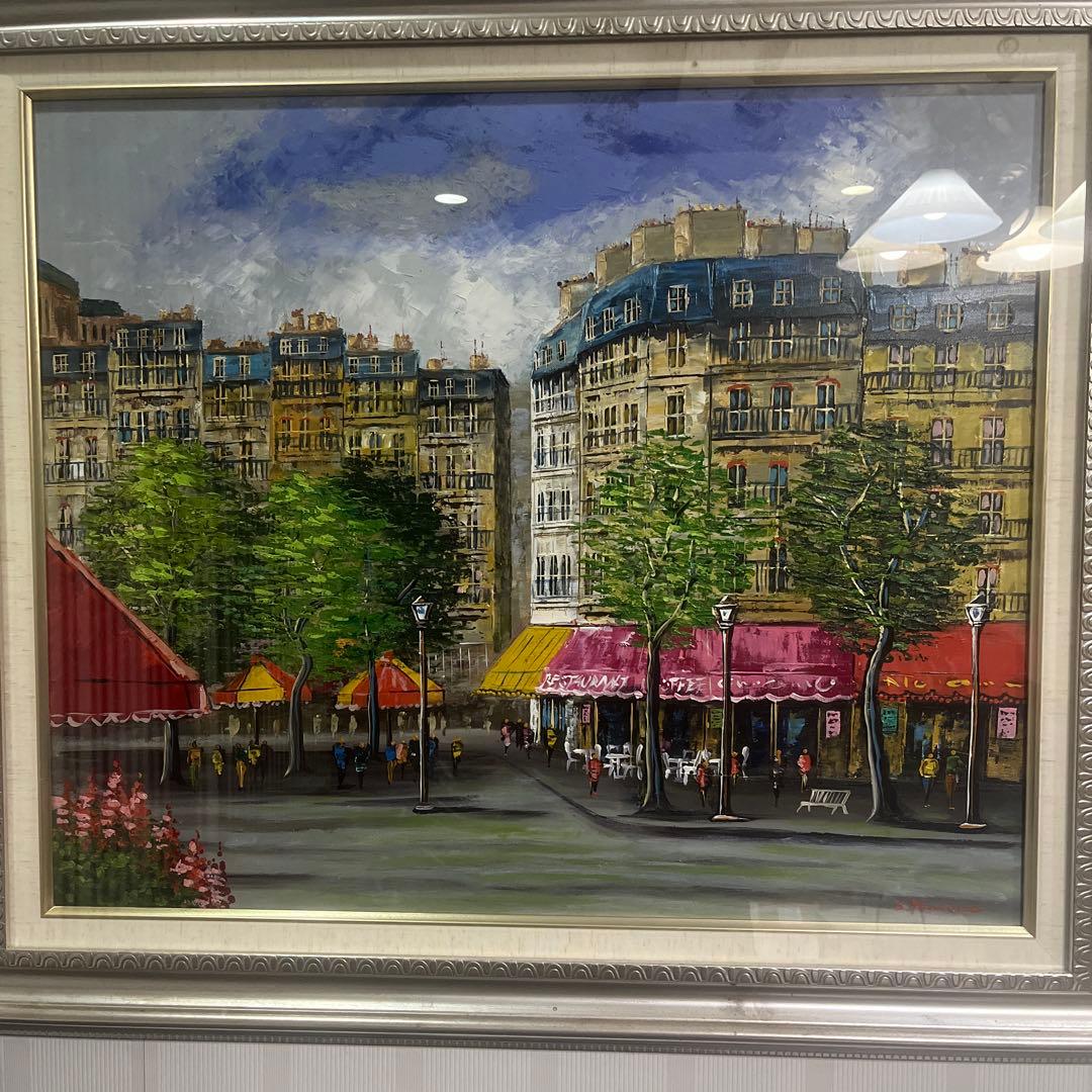 油彩額縁 街の風景 大きめ90✖️80