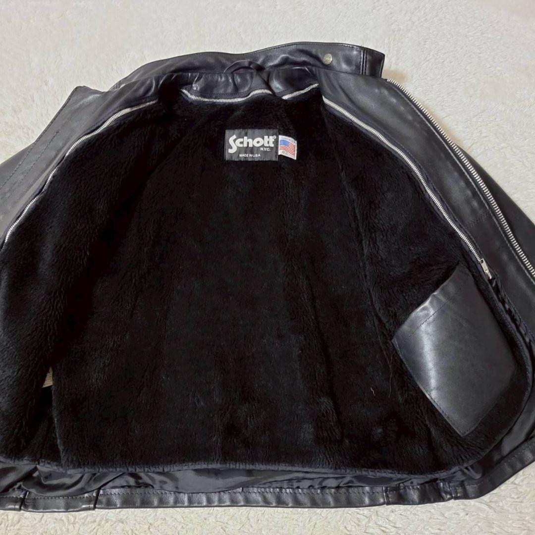 米国製42✨ SCHOTT シングル ライダース ボア ライナー ブラック XL