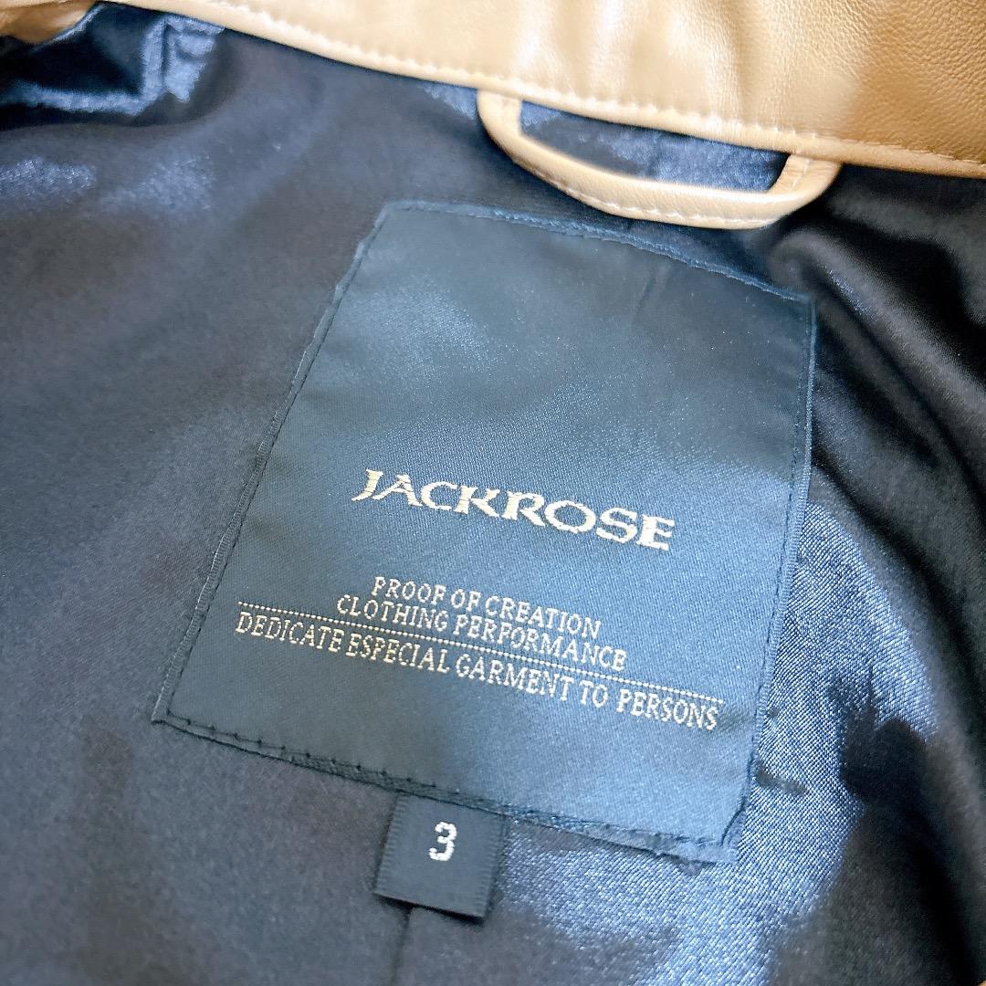 ジャックローズ シングル ライダースジャケット 羊革 ラムレザー 本革 キャメル