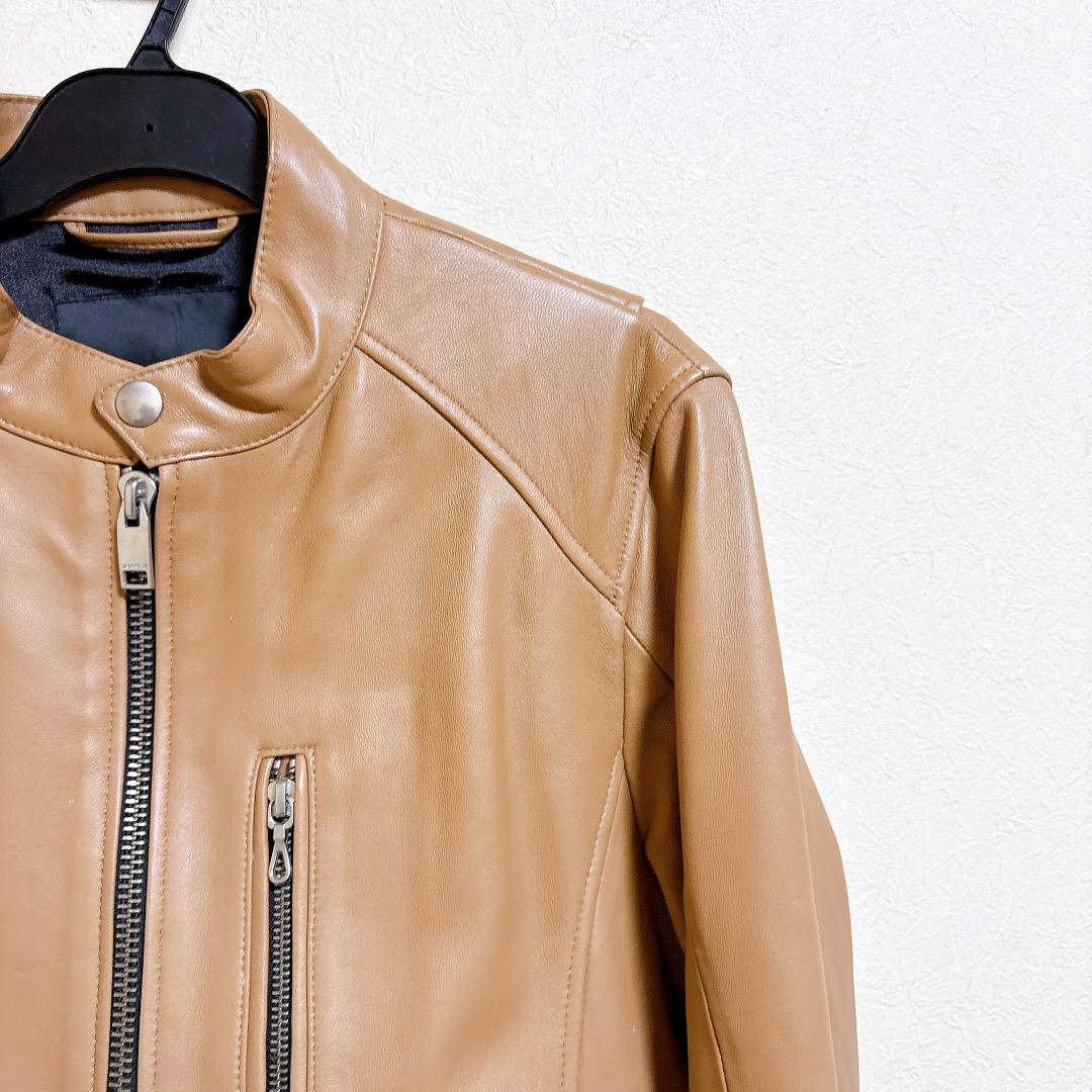 ジャックローズ シングル ライダースジャケット 羊革 ラムレザー 本革 キャメル