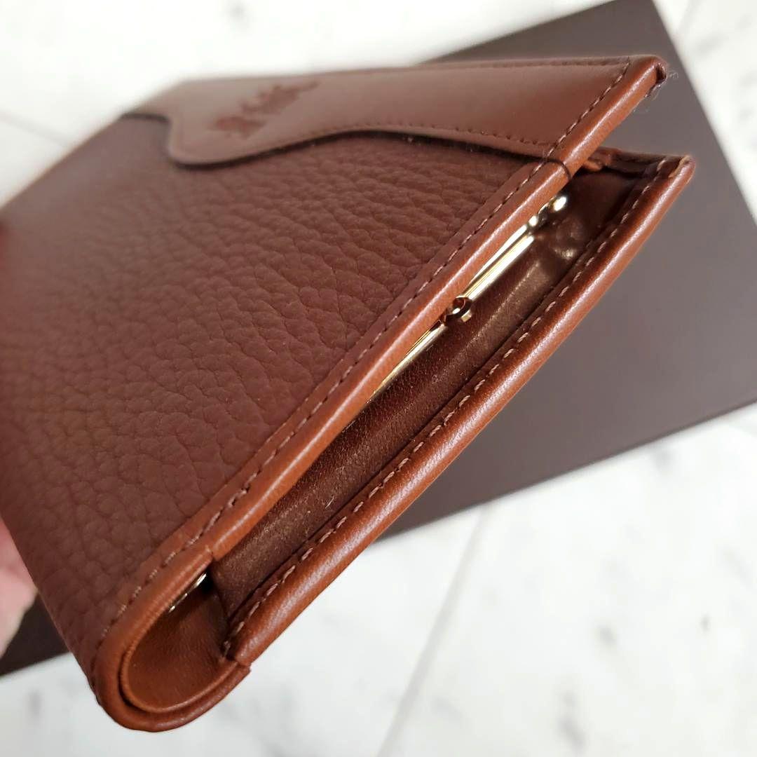 バーバリー BURBERRY 折り財布 ミドル がま口 極美品 レザー ブラウン