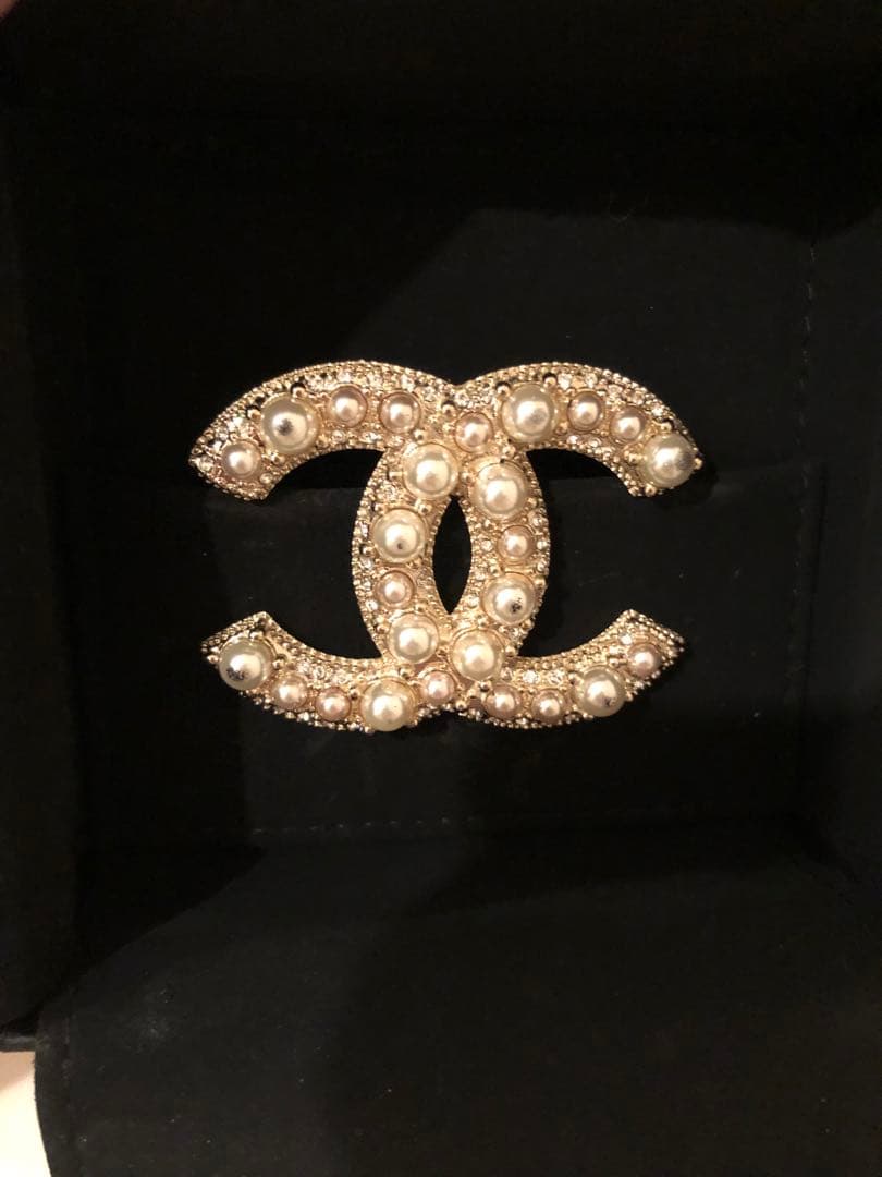 シャネル　cc ココマーク　パール　ブローチ