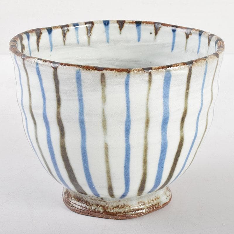 茶道具　河井寛次郎作　糖白釉　土賊文碗　仕覆付　共箱　M　R4957