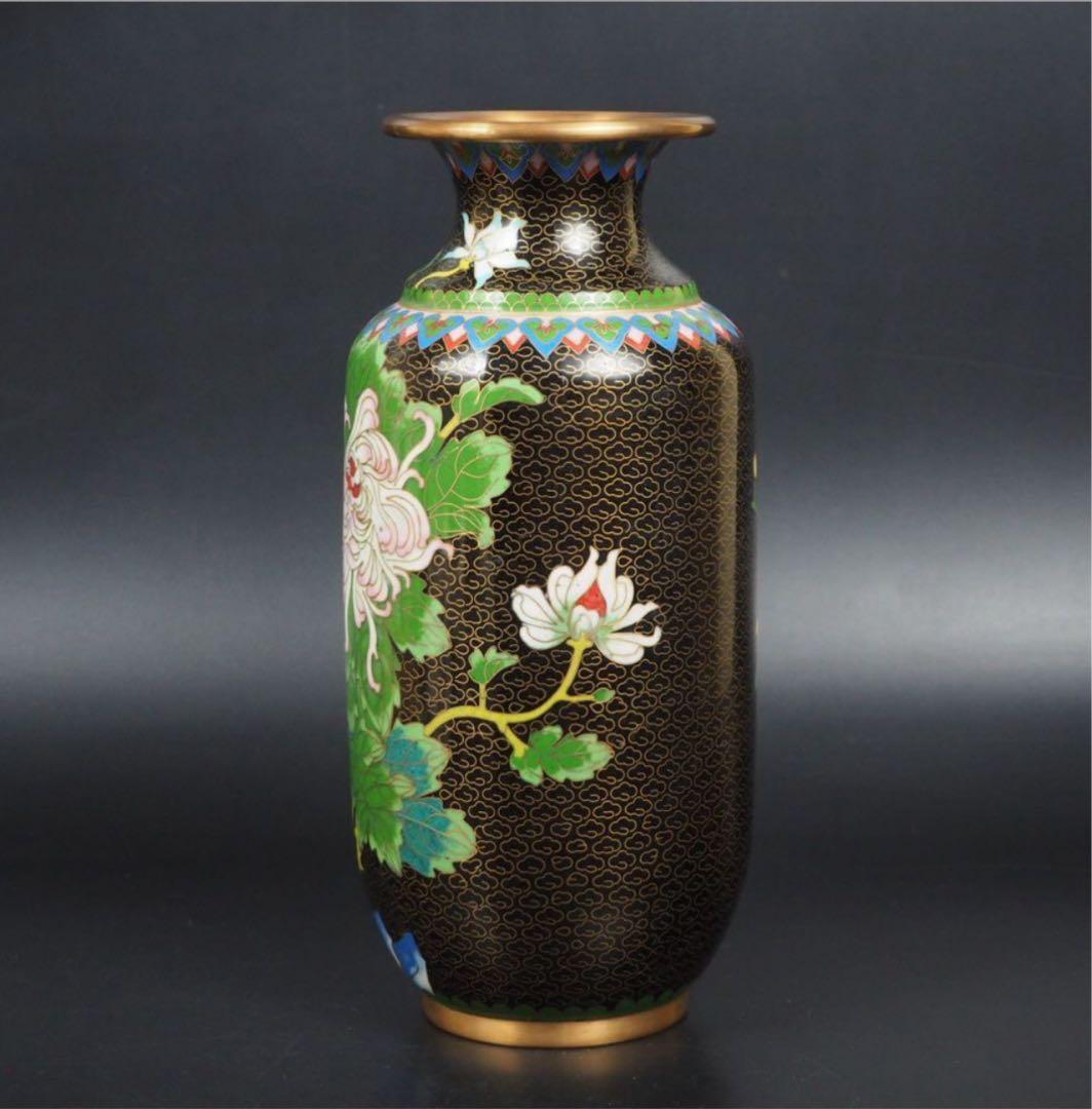 送料無料　中国古玩　景泰藍七宝花瓶　高さ約26ｃｍ