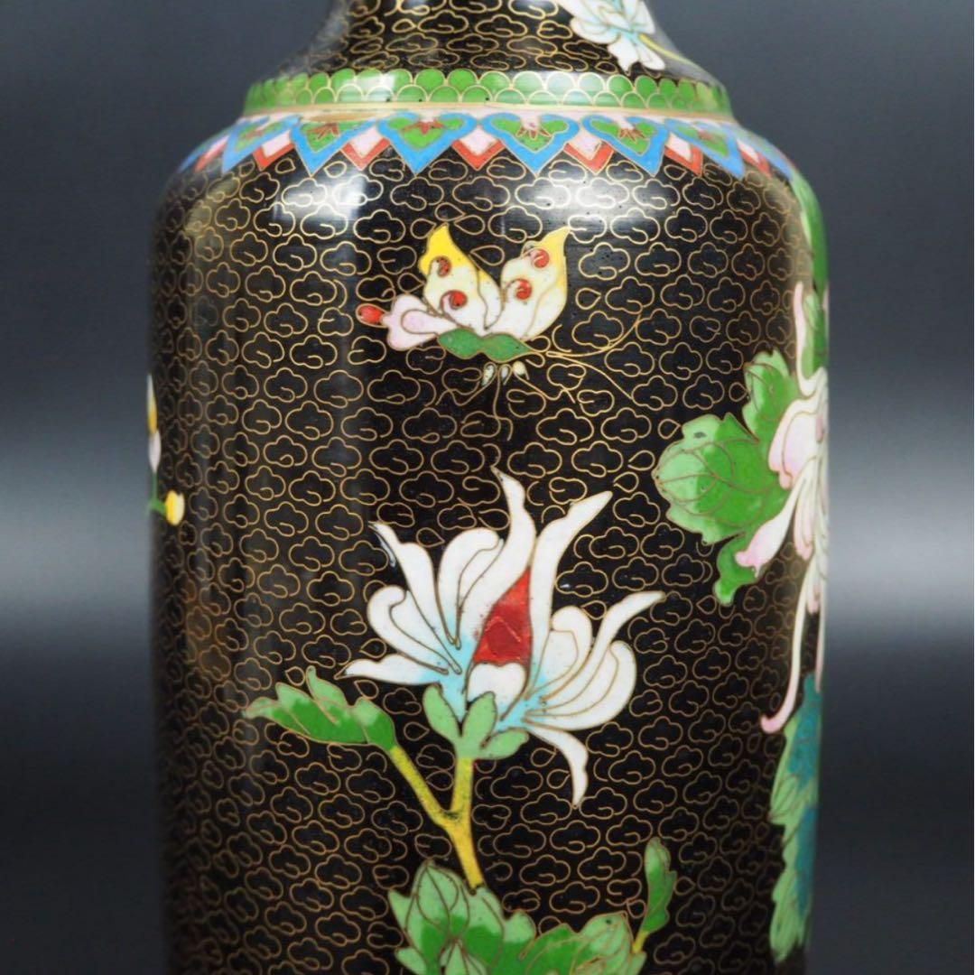 送料無料　中国古玩　景泰藍七宝花瓶　高さ約26ｃｍ