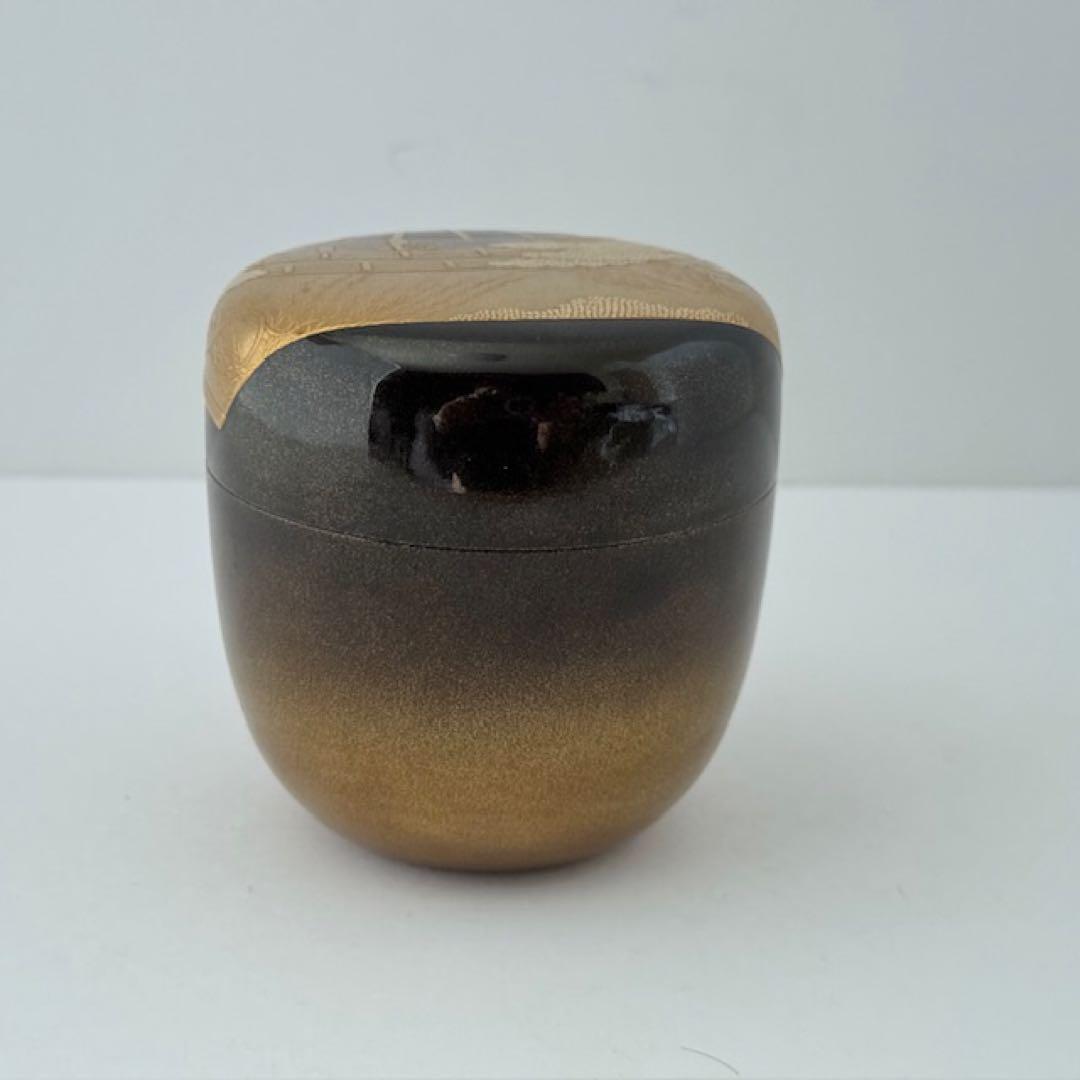 茶道具 裏千家 鵬雲斎 大宗匠 在判箱 扇面蒔絵大棗 柳橋 常庵造 茶道