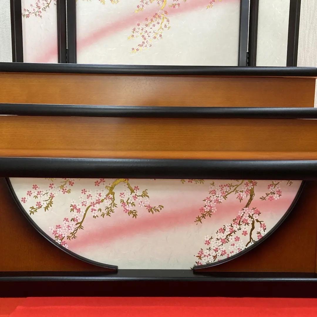 D3 木製三段　雛人形三段飾り　3月台屏風のみ　台巾75㎝位　ひな人形三段