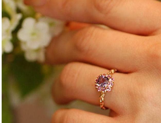 専用ですアメシスト×ピンクサファイア　花色のハーモニーリング