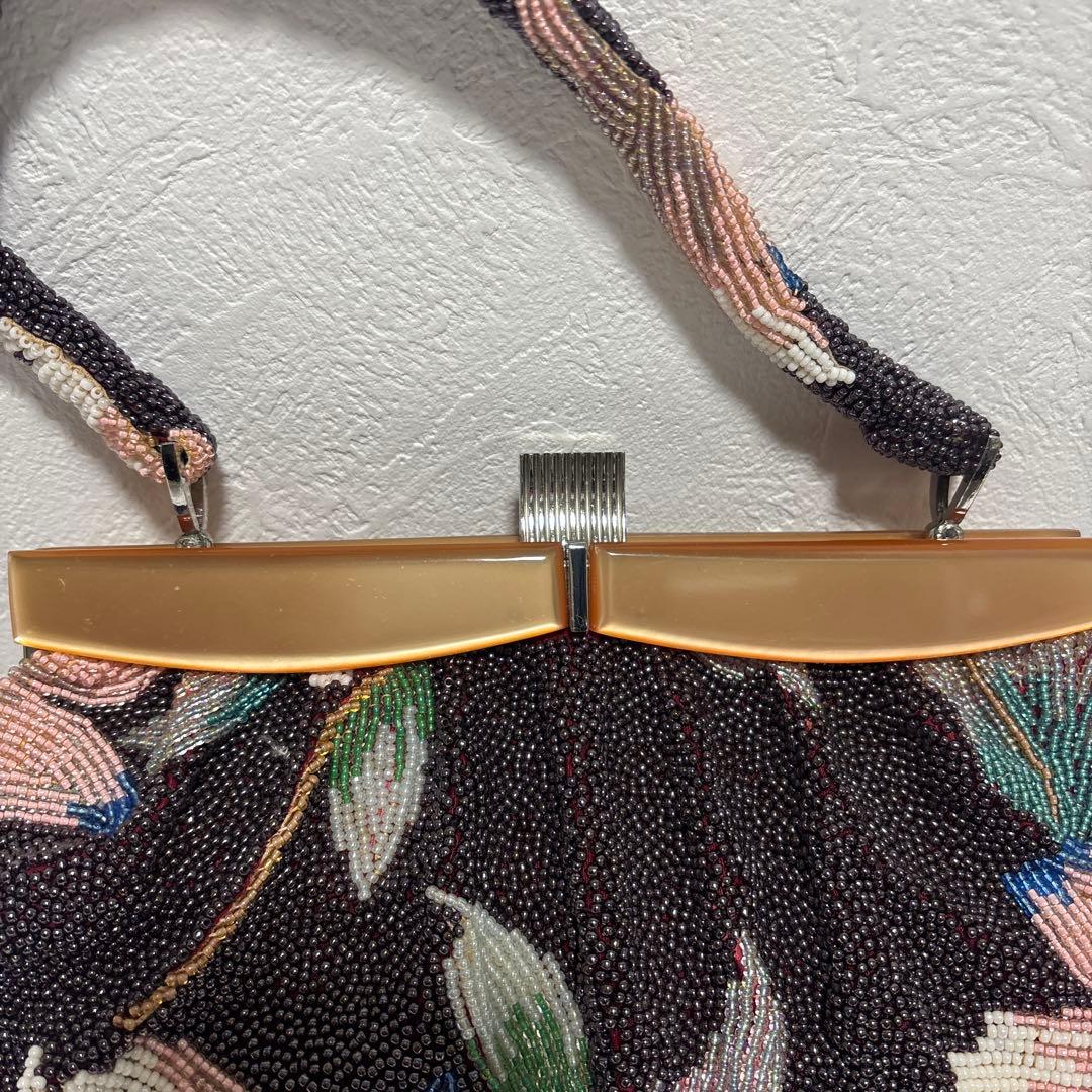 花柄ビーズバッグ/ビーズバック/和装/ヴィンテージ