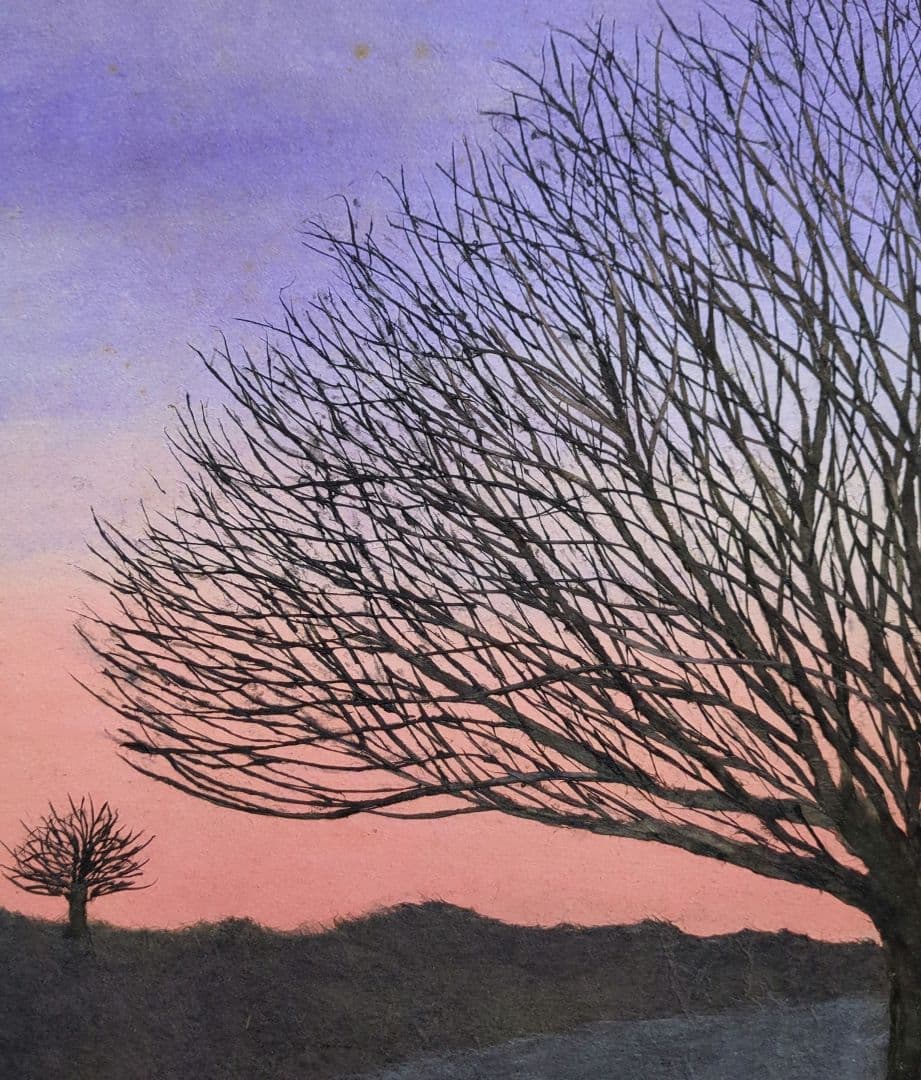 【ちぎり絵】「幻想-夕暮れ」　ハンドメイド　(P 10サイズ)　暮らしに彩りを