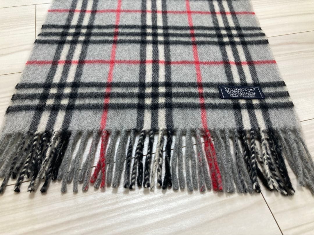 Burberry チェック柄マフラー グレー カシミヤ