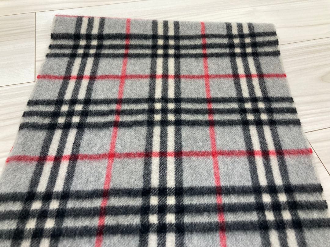 Burberry チェック柄マフラー グレー カシミヤ