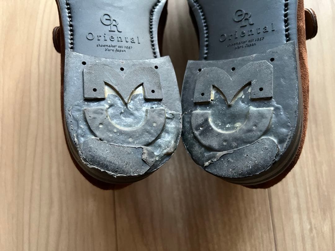 オリエンタルシューメーカー ブラウン スエード シングルモンク 25cm