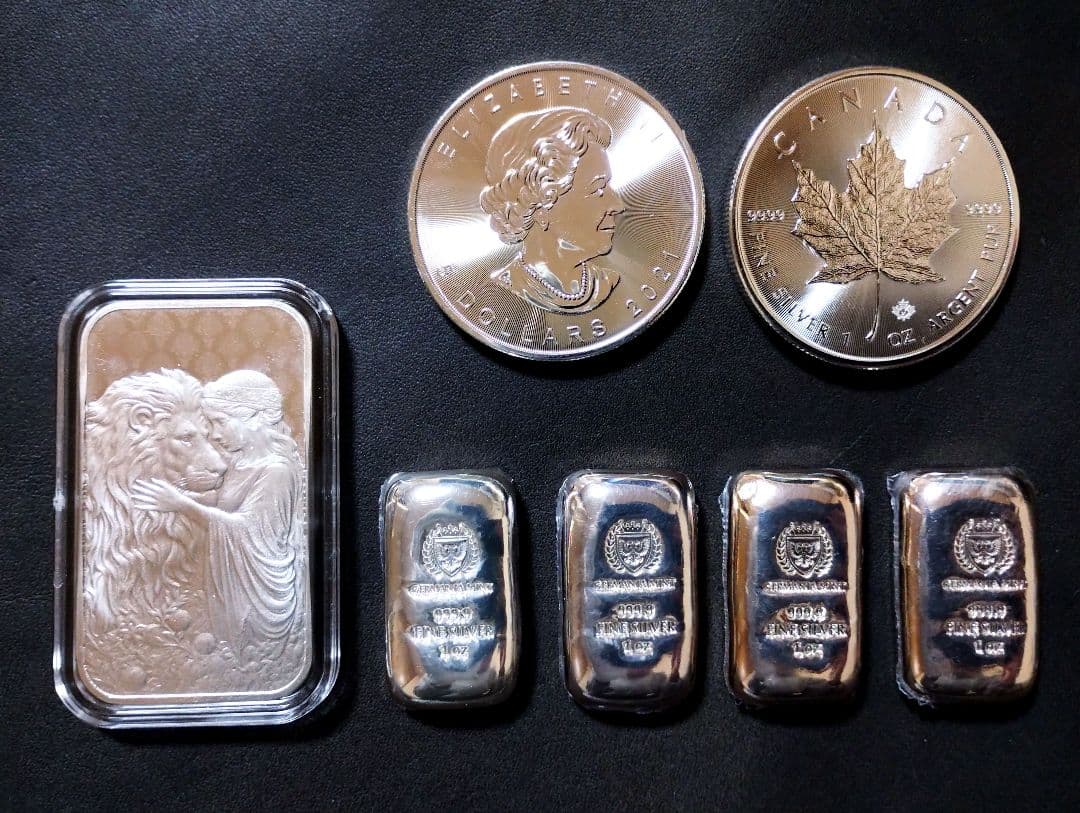 メイプルリーフ銀貨　ウナとライオン純銀製バー　ゲルマニア純銀製キャストバー