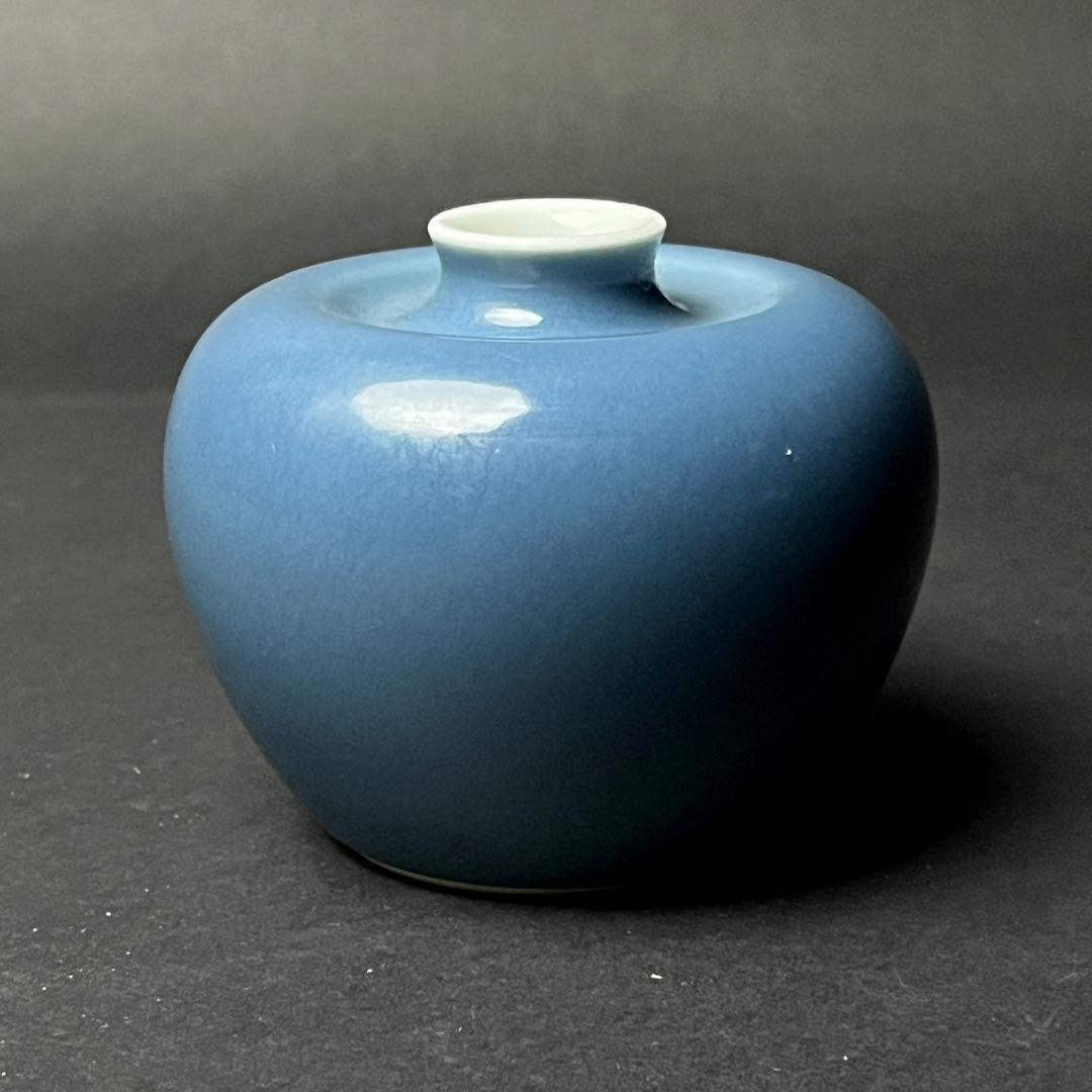 天青釉 天藍釉蘋果尊 大清康煕年製 款 中国美術 古玩 唐物 擺件 SN59