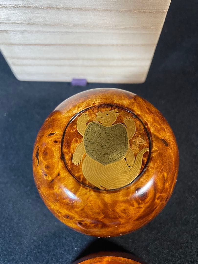 特上杢！ 棗なつめ　特上花梨瘤工芸品　蒔絵鳳と亀　長生き縁起物　茶入れ　茶道具