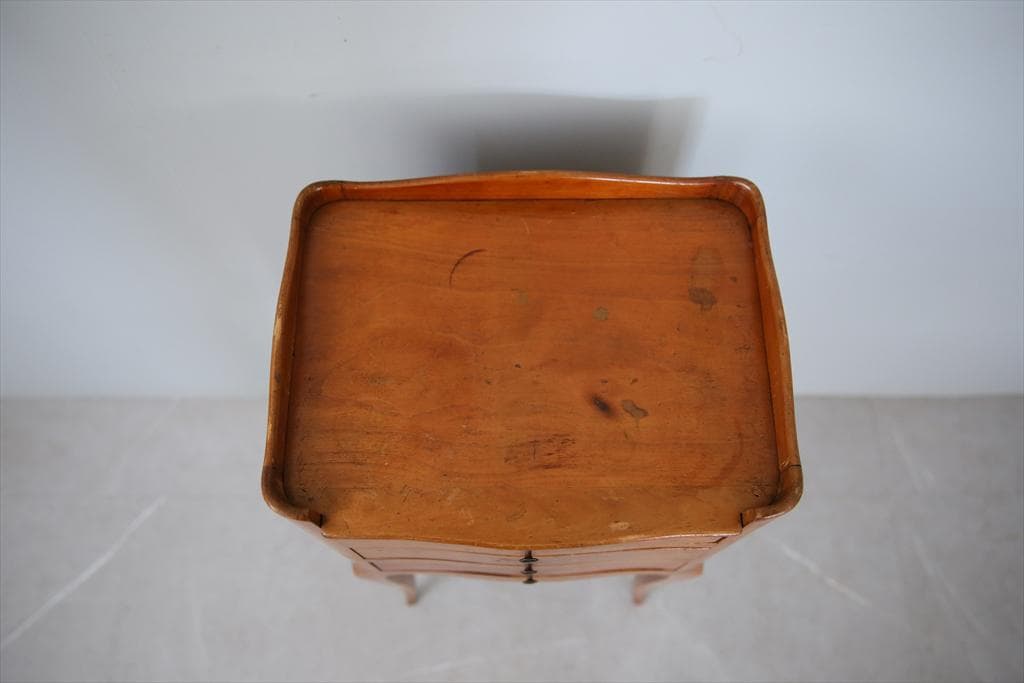 フランスアンティーク猫脚ナイトテーブル/木製キャビネット机飾り棚(82-13)