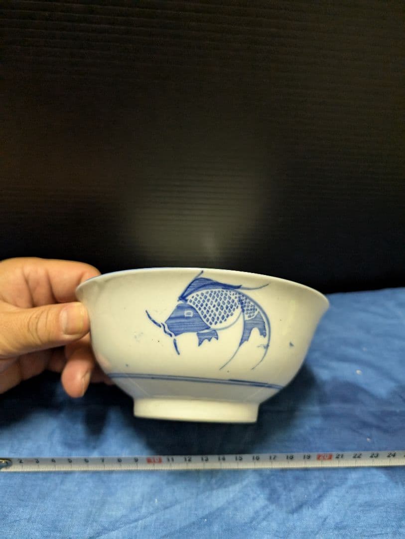 中国景徳鎮染付、魚文器