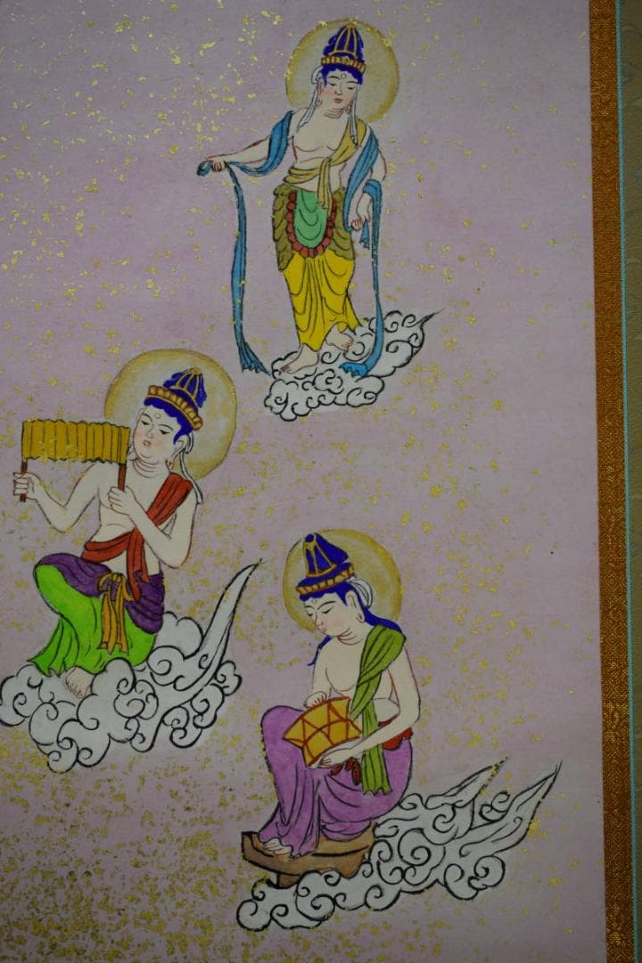 真作/鍋島義勝/浄土/釈迦像図/金泥/桐共箱付/布袋屋掛軸HG-336