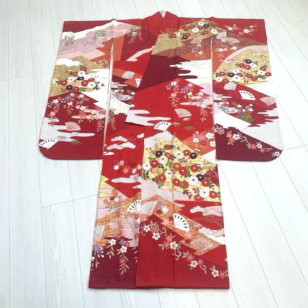 振袖 帯 2点セット 成人式 結婚式 正絹 セレモニー 赤 ボルドー 華やか