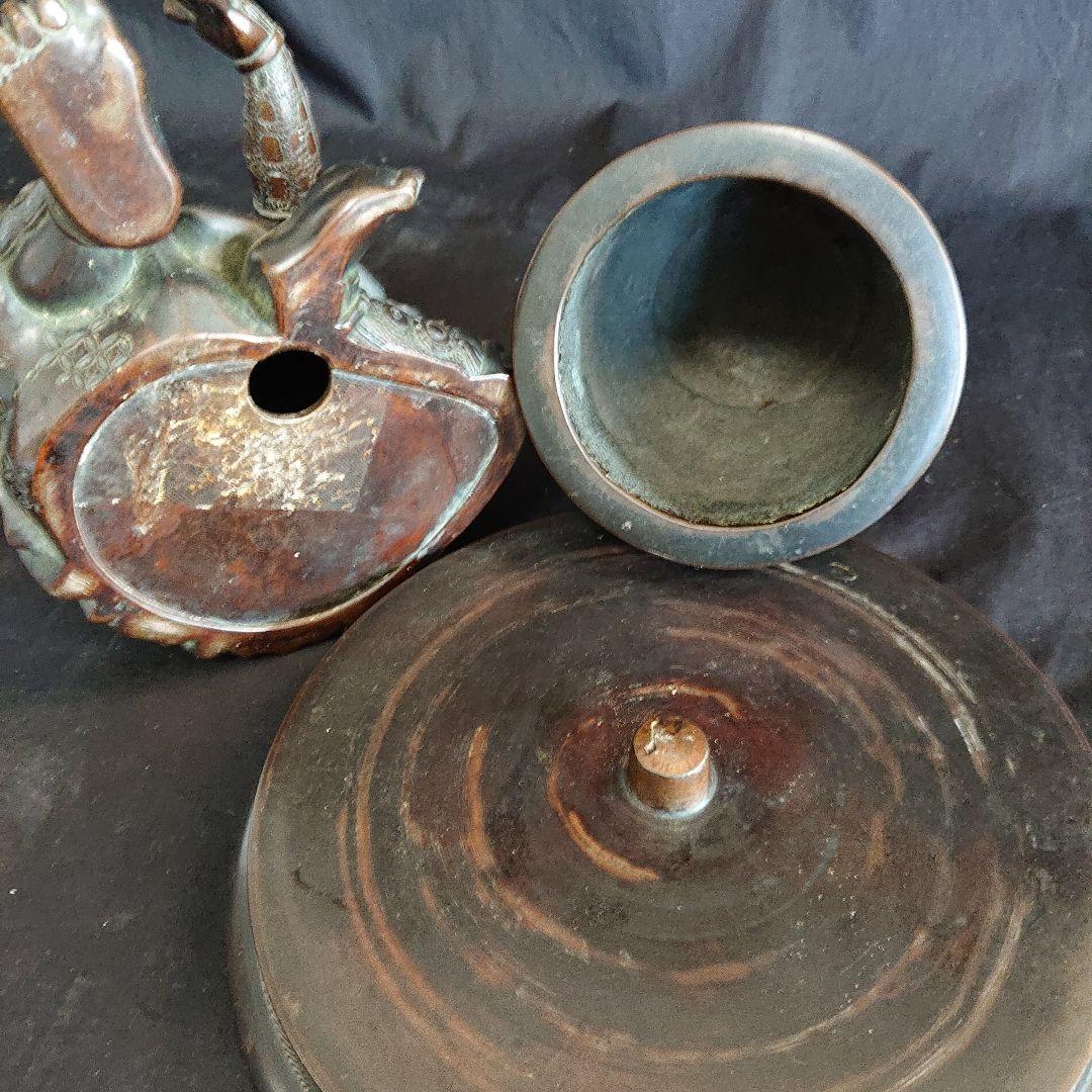 銅器武者大釣鐘置物 骨董 アンティーク コレクション インテリア 在銘アリ