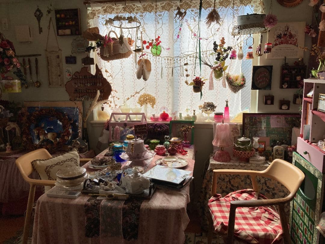 フランスアンティーク シャンデリア ピンクローズ モチーフ シャンデリア