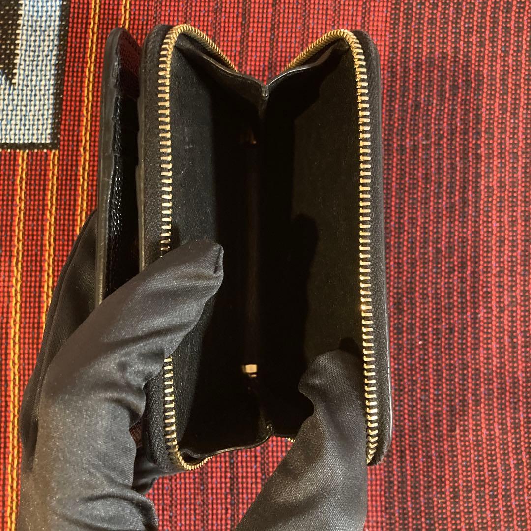 サンローラン 折り財布 ラウンドファスナー カサンドラ ロゴ 総柄