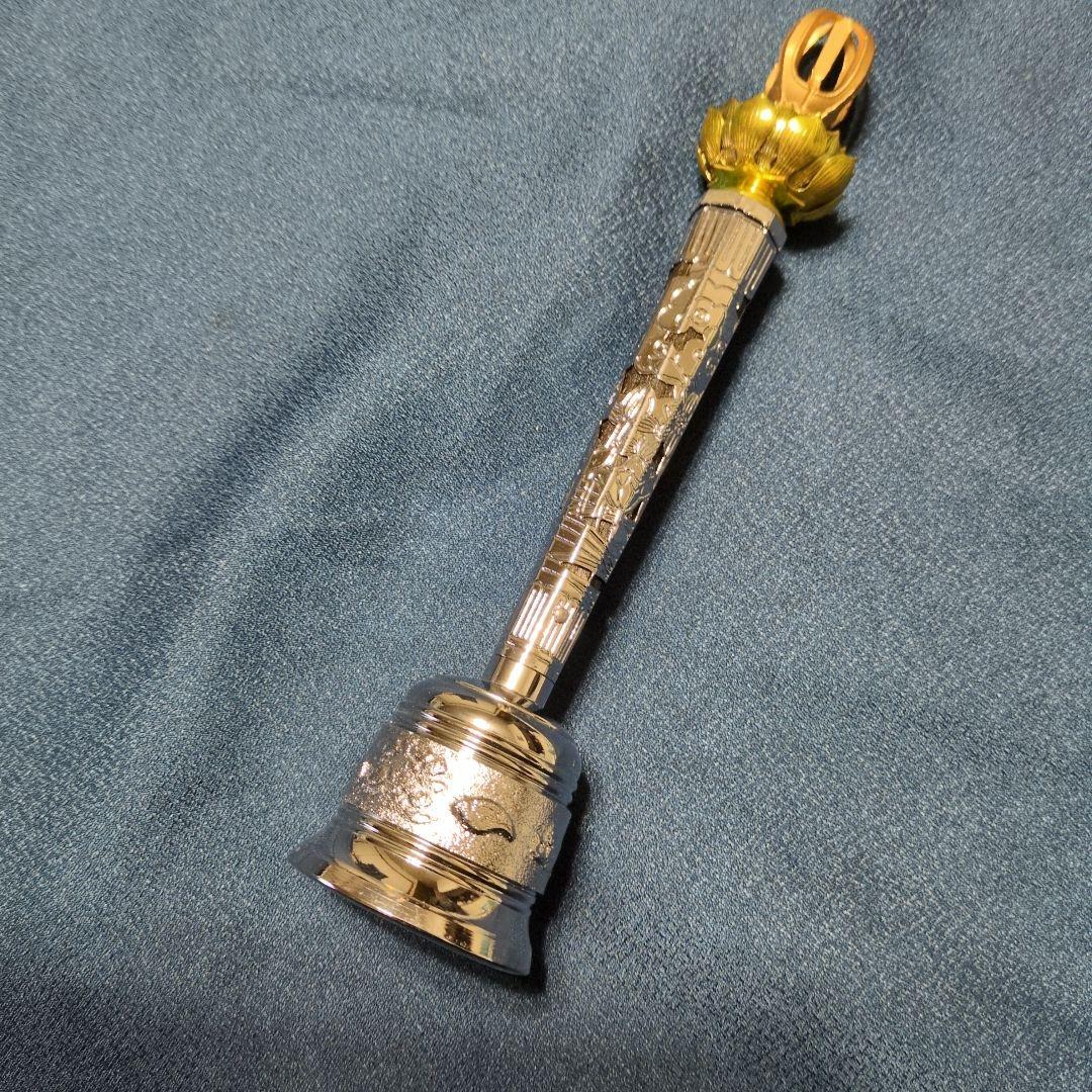 値下げ　京都　特選　金鍍金蓮華宝珠　銀鍍金表装金具の荘厳『持鈴』2本ペアセット