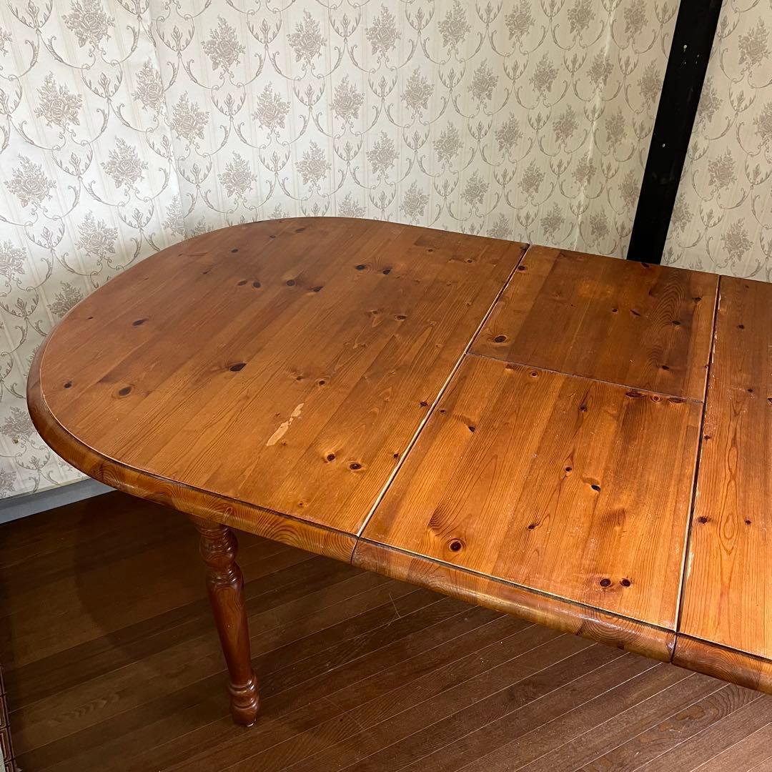 【アンティーク】北欧レトロ 天然木 エクステンションテーブル ダイニングテーブル