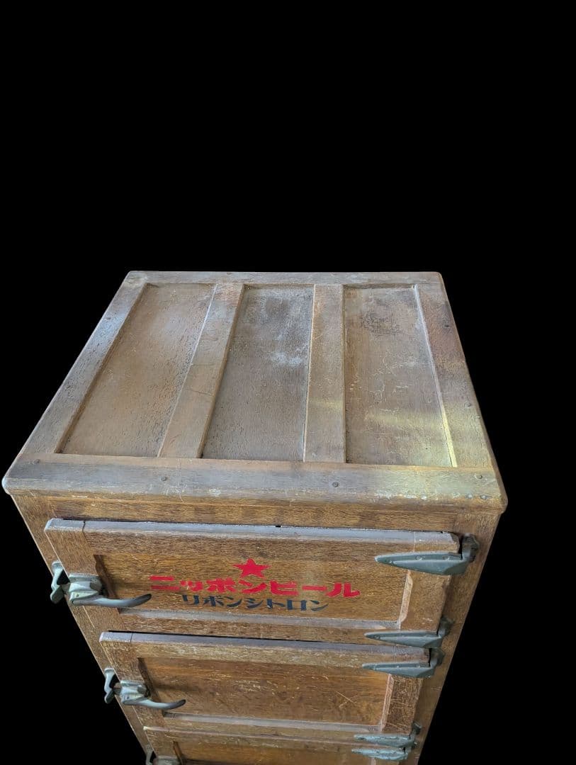 木製氷冷蔵庫　木製三扉冷蔵庫 リボンシトロン　日本ビール